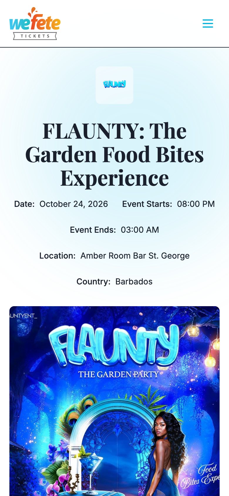 Wefete Tickets event page on a phone